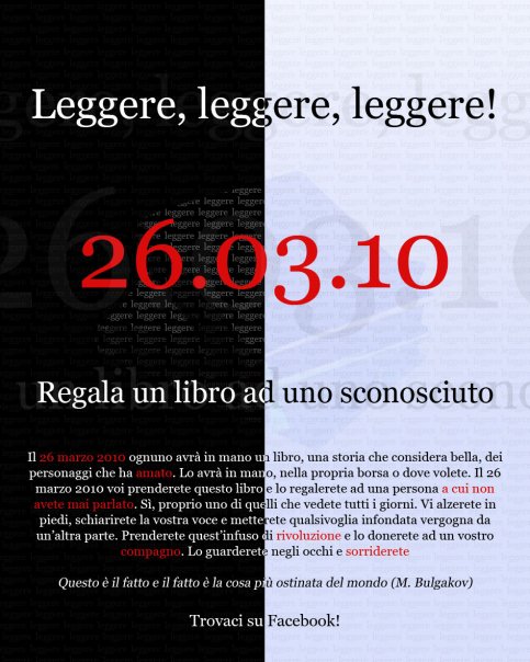 Volantino dell'iniziativa Leggere, leggere, leggere!