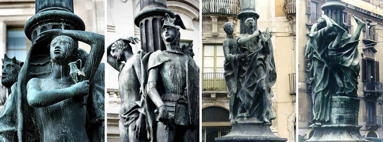 Candelabri di bronzo - Piazza Università - Catania